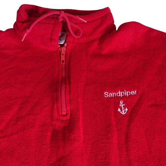 Jerzees Red Half Zip Pullover Sweatshirt Men Size XL 46 with Sandpiper Logo - Picture 2 of 10